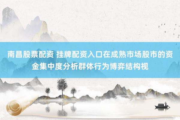 南昌股票配资 挂牌配资入口在成熟市场股市的资金集中度分析群体行为博弈结构视
