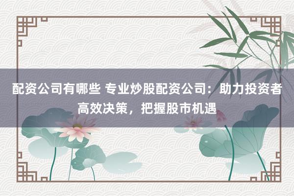 配资公司有哪些 专业炒股配资公司：助力投资者高效决策，把握股市机遇